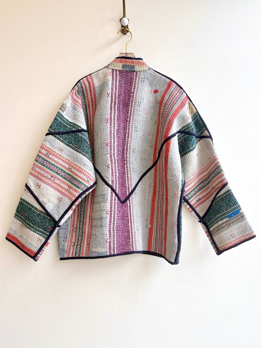 Reversible Ladhiya Quilted Jacket in Colors Linen White, Salmon, Forest Green, Navy & Baby Blue, Lime, Grey - Made X Hudson