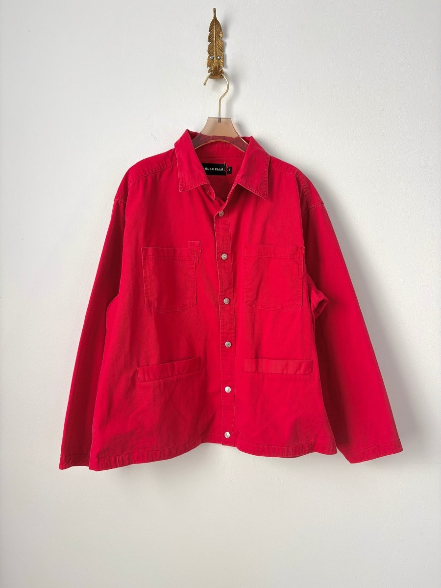 Cherry Multi - Pocket Patched Cotton Shirtjacket (Reworked) - Made X Hudson
