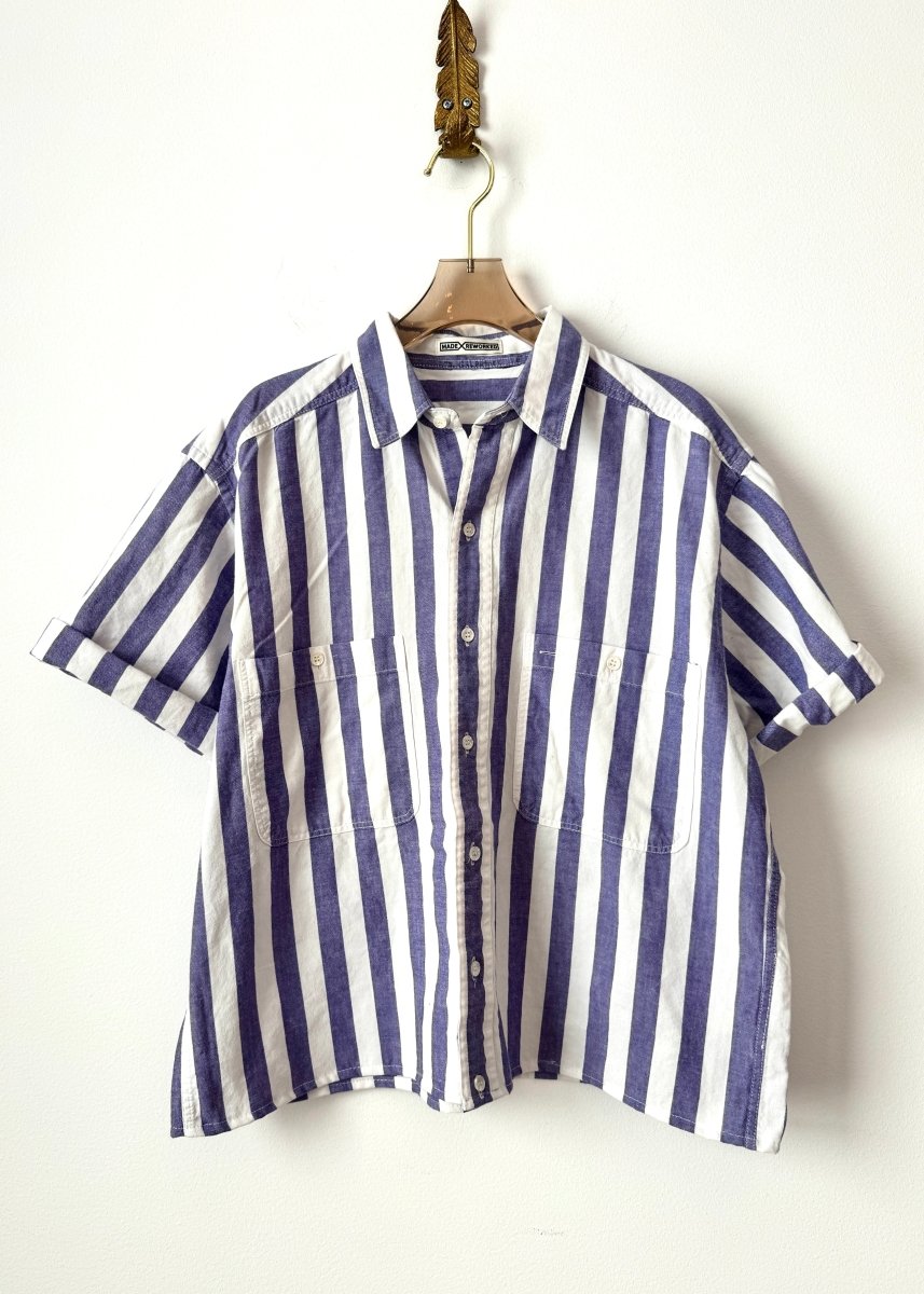 The Vale Shirt in Purple and White Wide Stripe (Reworked) - Made X Hudson