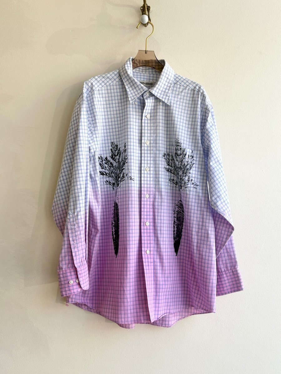 "Elton" Pink Ombre Blue Plaid Carrot Shirt (Reworked) - Made X Hudson