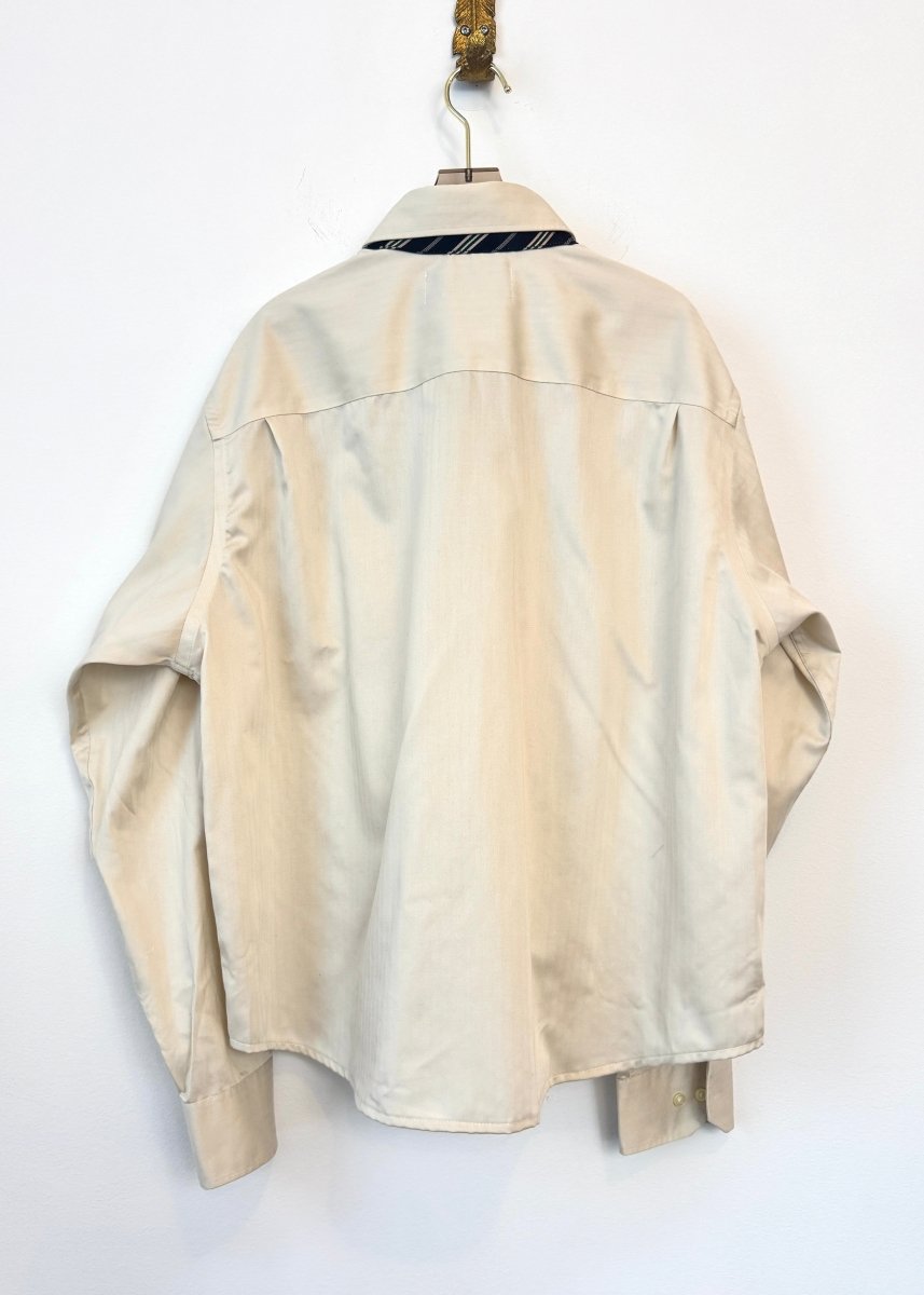 The James Top | Cream Twill with Navy and Emerald Stripe Tie (Reworked) - Made X Hudson