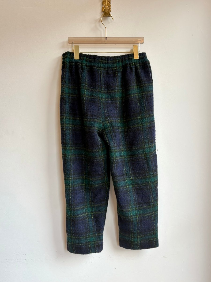 Green & Navy Plaid Wool Blend Cropped Joggers - Made X Hudson