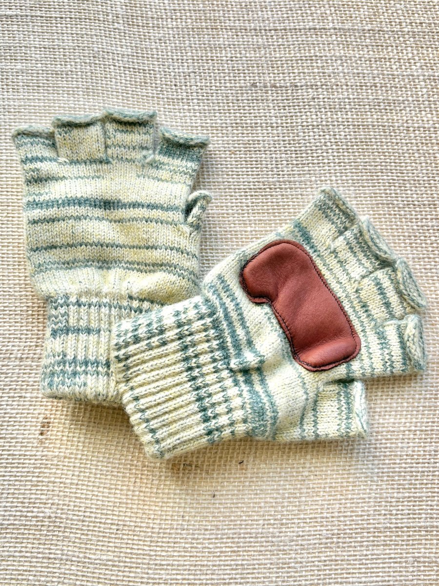 Fingerless Wool Gloves w/ Leather Palms | Womens One Size (Multiple Colors) - Made X Hudson