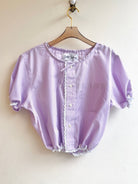 The Henry Top | Lilac Stripe Cap Sleeve w/ Smocked Waist & Eyelet Trim (Reworked) - Made X Hudson