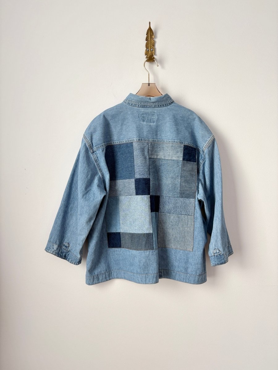 Multi - Pocket Denim Shirtjacket with Quilted Back and Silver Snaps (Reworked) - Made X Hudson
