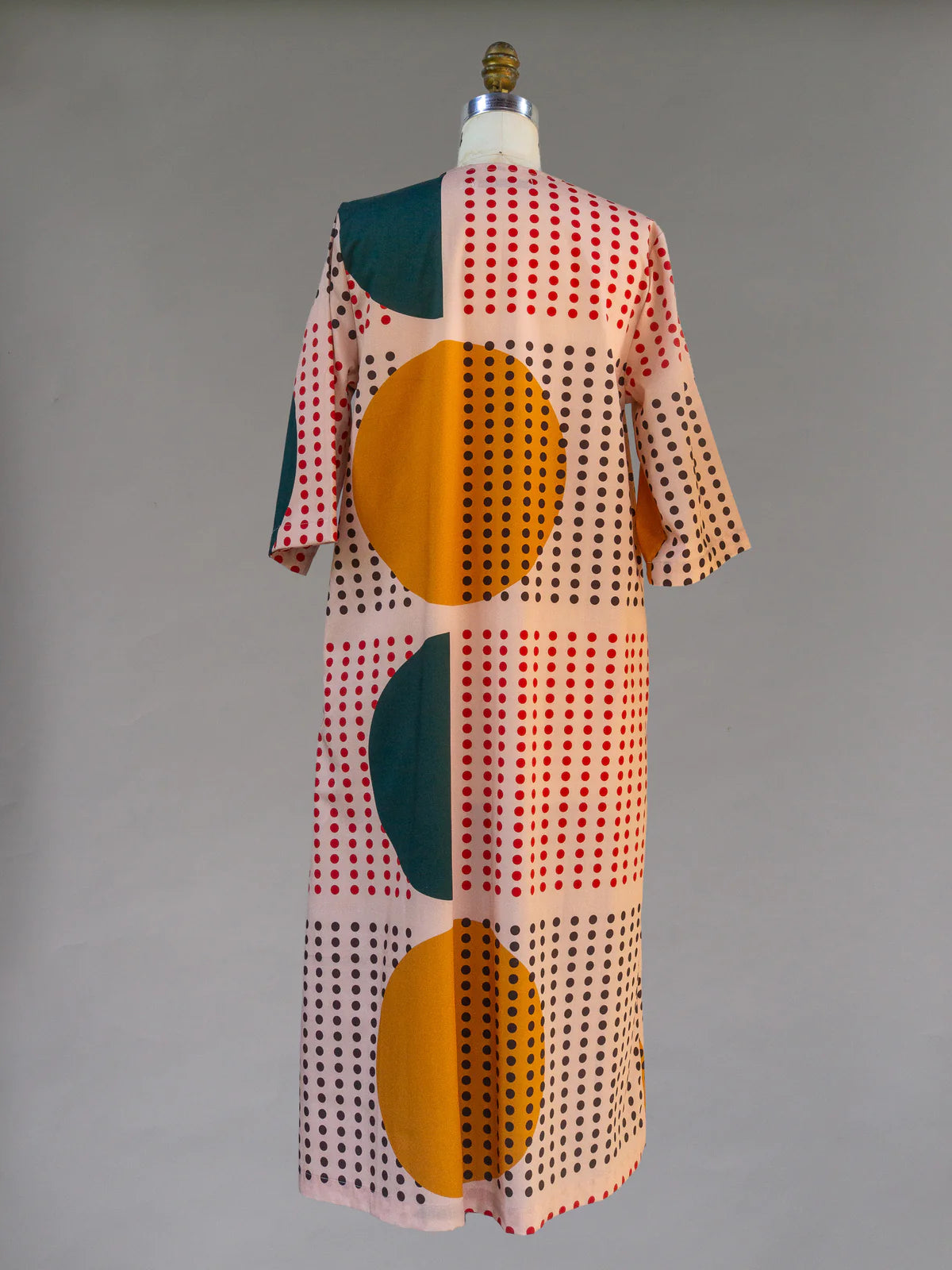 Peach, Red, Green, Mustard Dotted Sunrise “Emilie” Dress - Made X Hudson