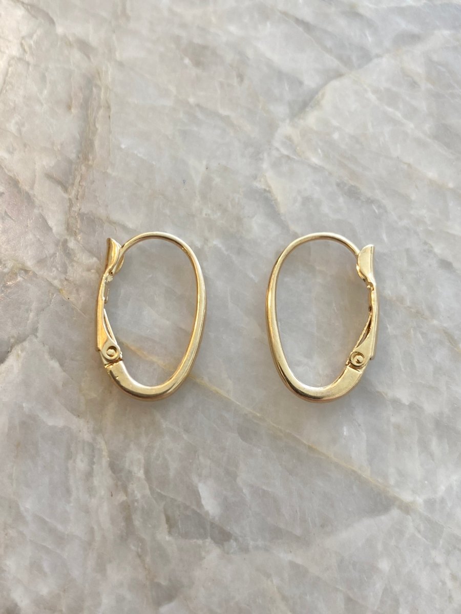 18k Gold Filled Simple Oval Thin Hoops - Made X Hudson