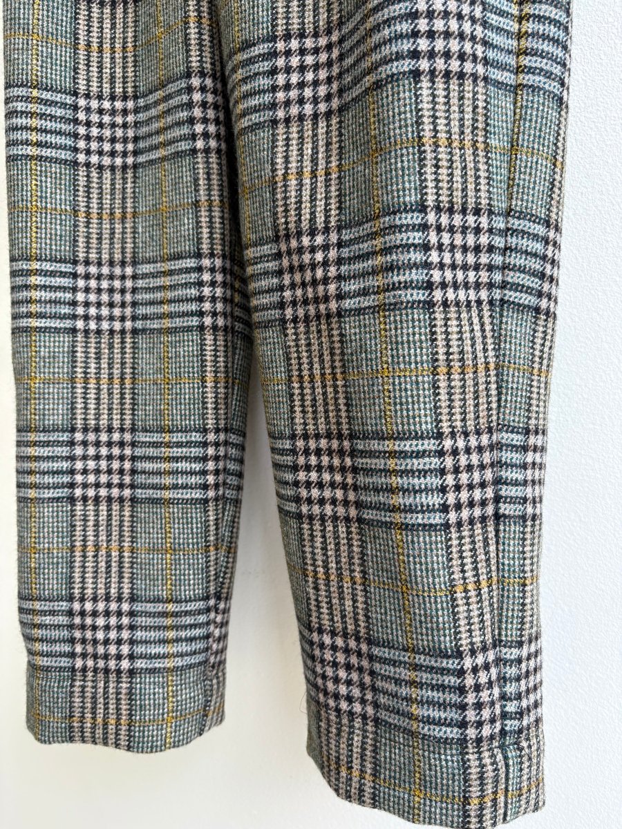 Green Plaid Wool Cropped Joggers - Made X Hudson