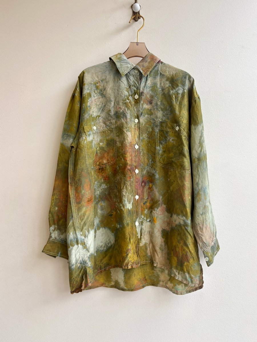 Moss and Bronze Silk Blouse | Hand Dyed (Reworked) - Made X Hudson