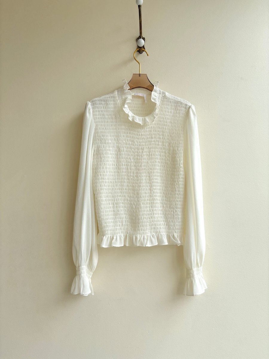 Chloé | White Smocked Sheer Blouse (Vintage) - Made X Hudson