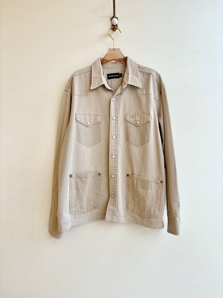 2 - Pocket Cotton Twill Patchwork Diamond Shirtjacket (Reworked) - Made X Hudson