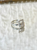 Square Rock - n - Roll Sterling Silver Ring w/ Clear CZ Stone - Made X Hudson