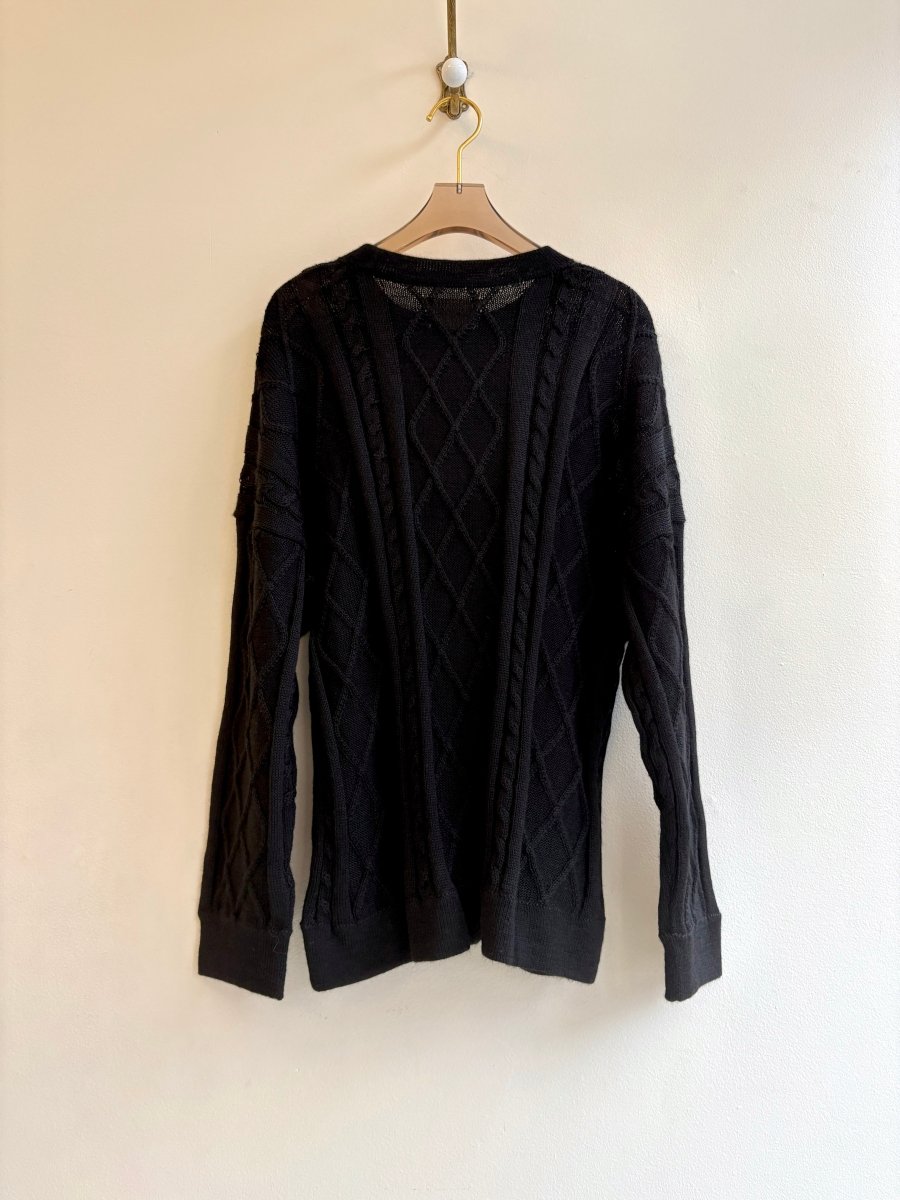 Oversized Black Alpaca Cable Knit Sweater (Unisex) - Made X Hudson