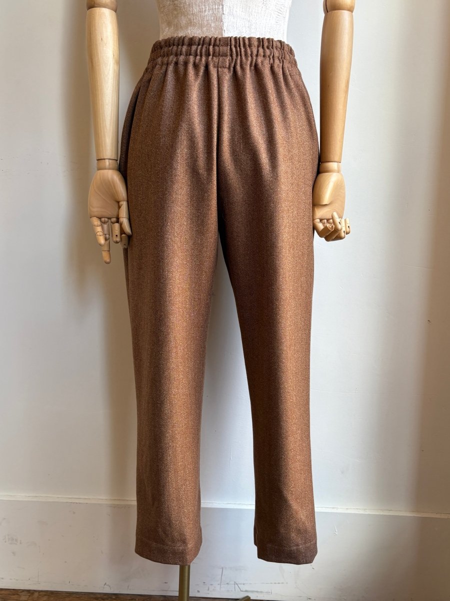 Caramel Herringbone Wool Blend Joggers - Made X Hudson