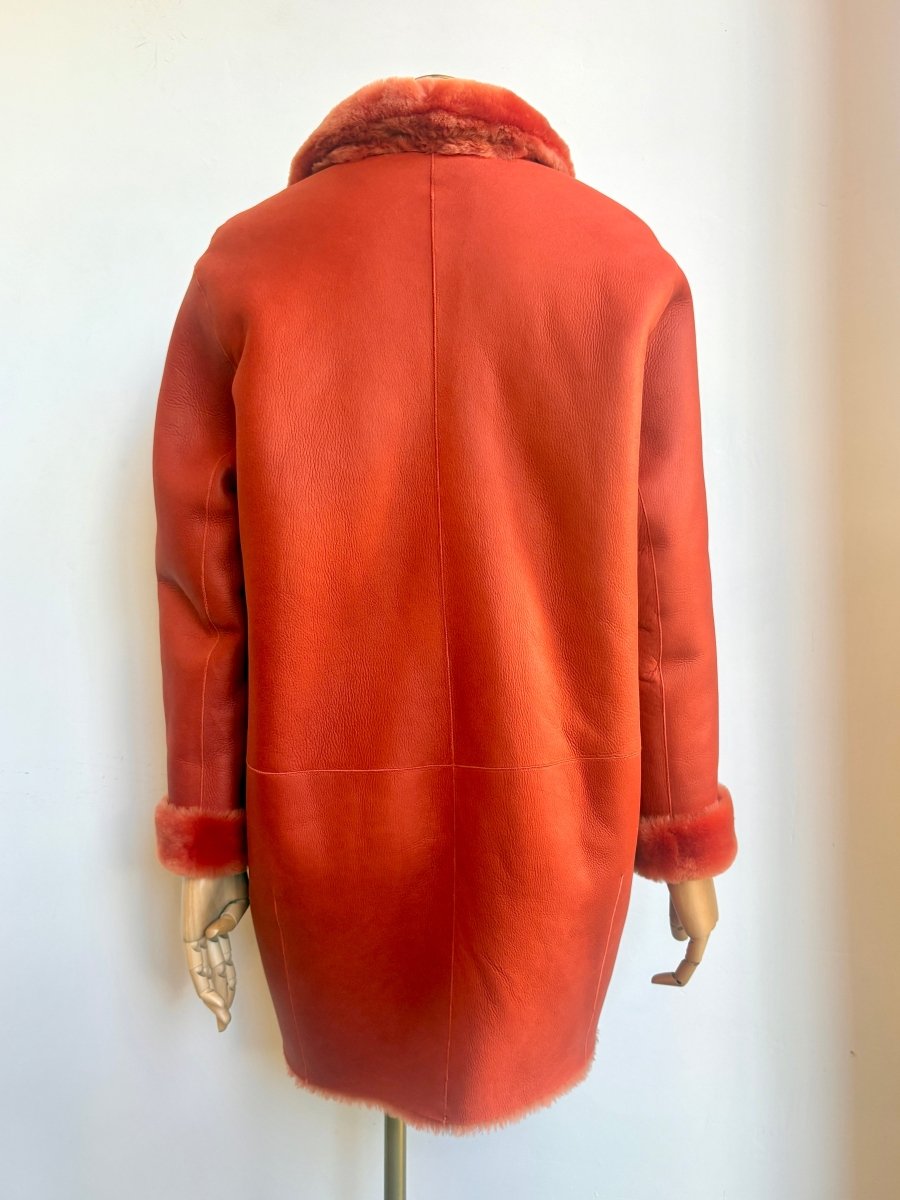 Closed | Spiced Orange Lambskin and Fur Reversible Coat (Vintage) - Made X Hudson