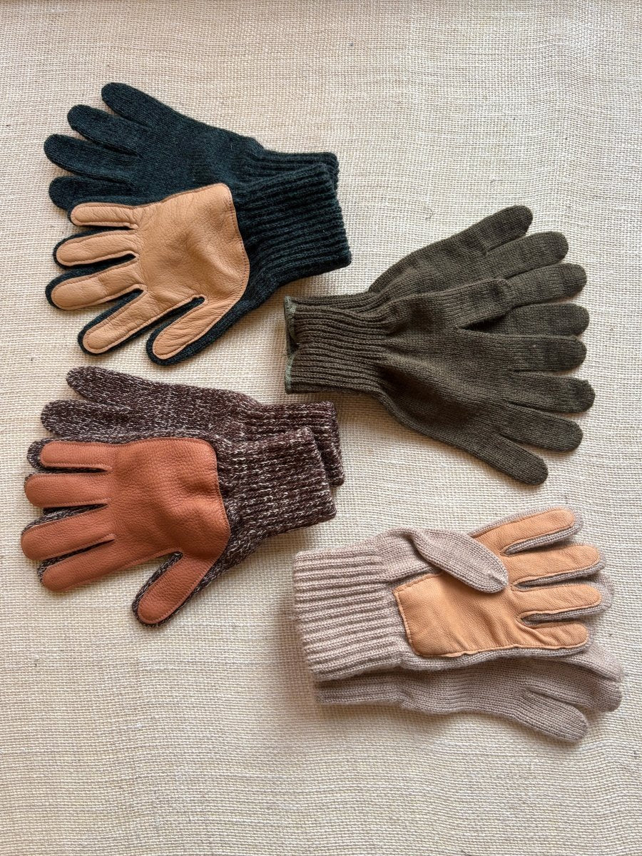 Wool Gloves w/ Leather Palms | Men’s One Size (Multiple Colors) - Made X Hudson