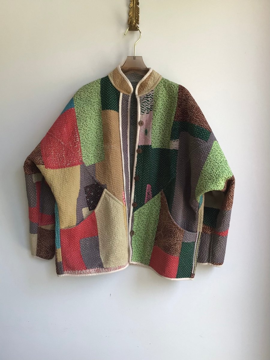 Reversible Ladhiya Quilted Jacket in Sky Blue, Blue, Grey & Green, Lime, Red, Teal, Grey, Pink, Tan - Made X Hudson