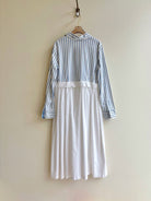 Empire Shirtwaist Dress in Blue & White Shadow Stripe & White (Reworked) - Made X Hudson