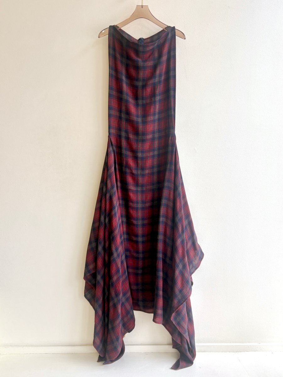 Zero - Waste Dress in Red, Blue, and Grey Plaid - Made X Hudson