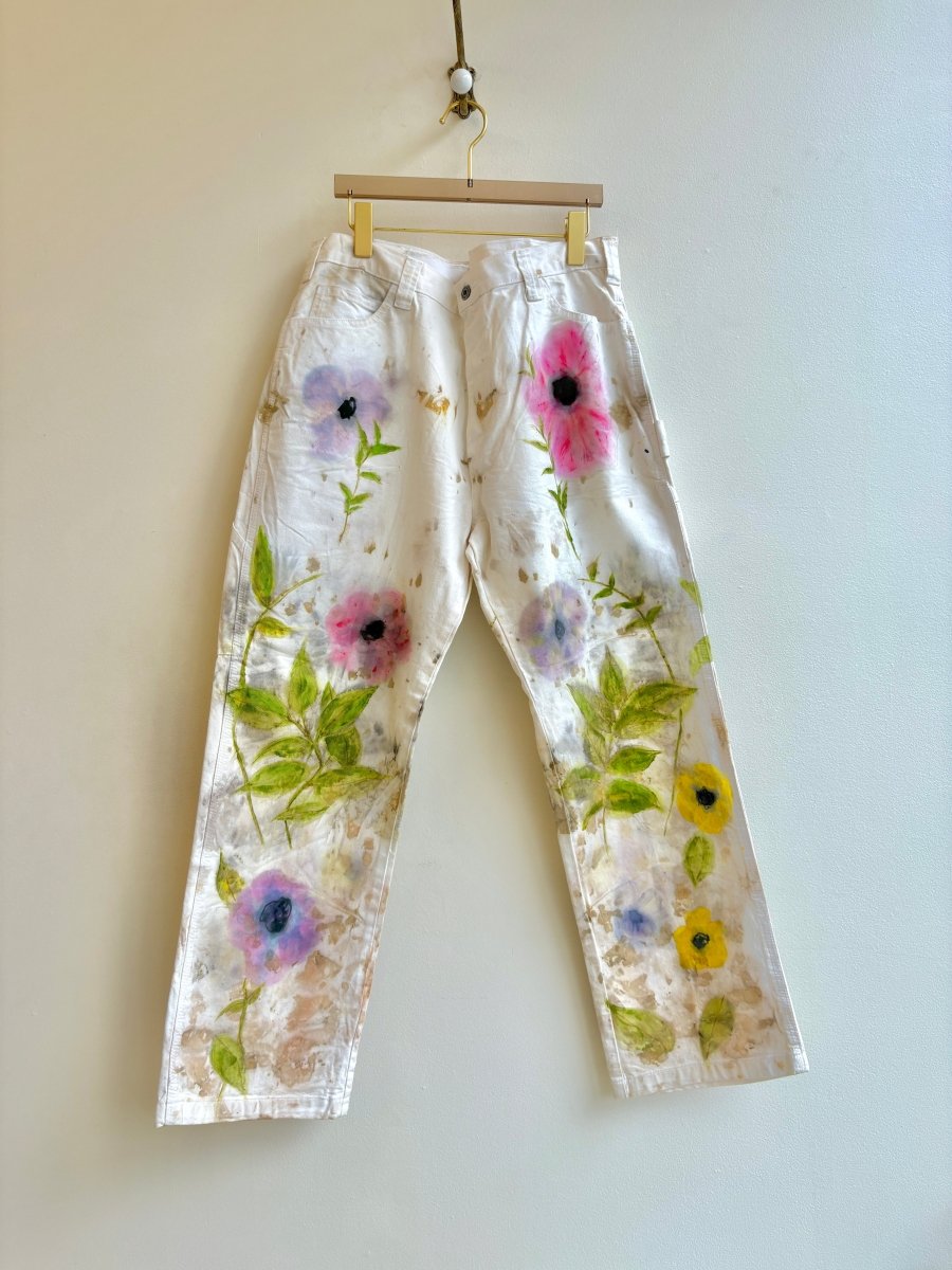 "Sumac" Eco Printed Floral Painter Pants | Hand Painted (Reworked) - Made X Hudson