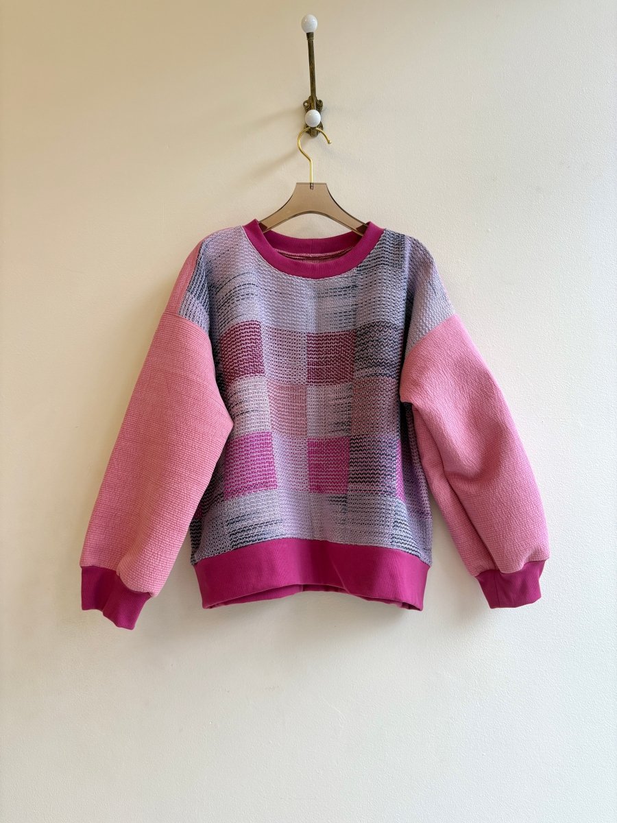 Bubble Gum Pink Handwoven Quilted Sweater - Made X Hudson