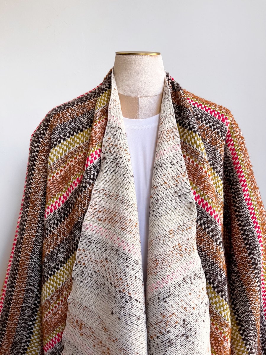 Ochre, Brown, Red, Burnt Orange Stripe Zero - Waste Reversible Cape - Made X Hudson