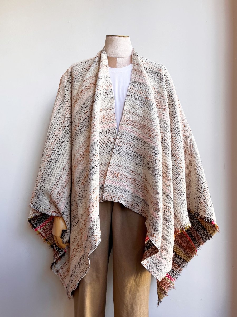 Ochre, Brown, Red, Burnt Orange Stripe Zero - Waste Reversible Cape - Made X Hudson