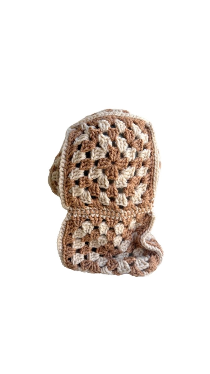 Cream and Tan Hand Crochet Balaclava - Made X Hudson