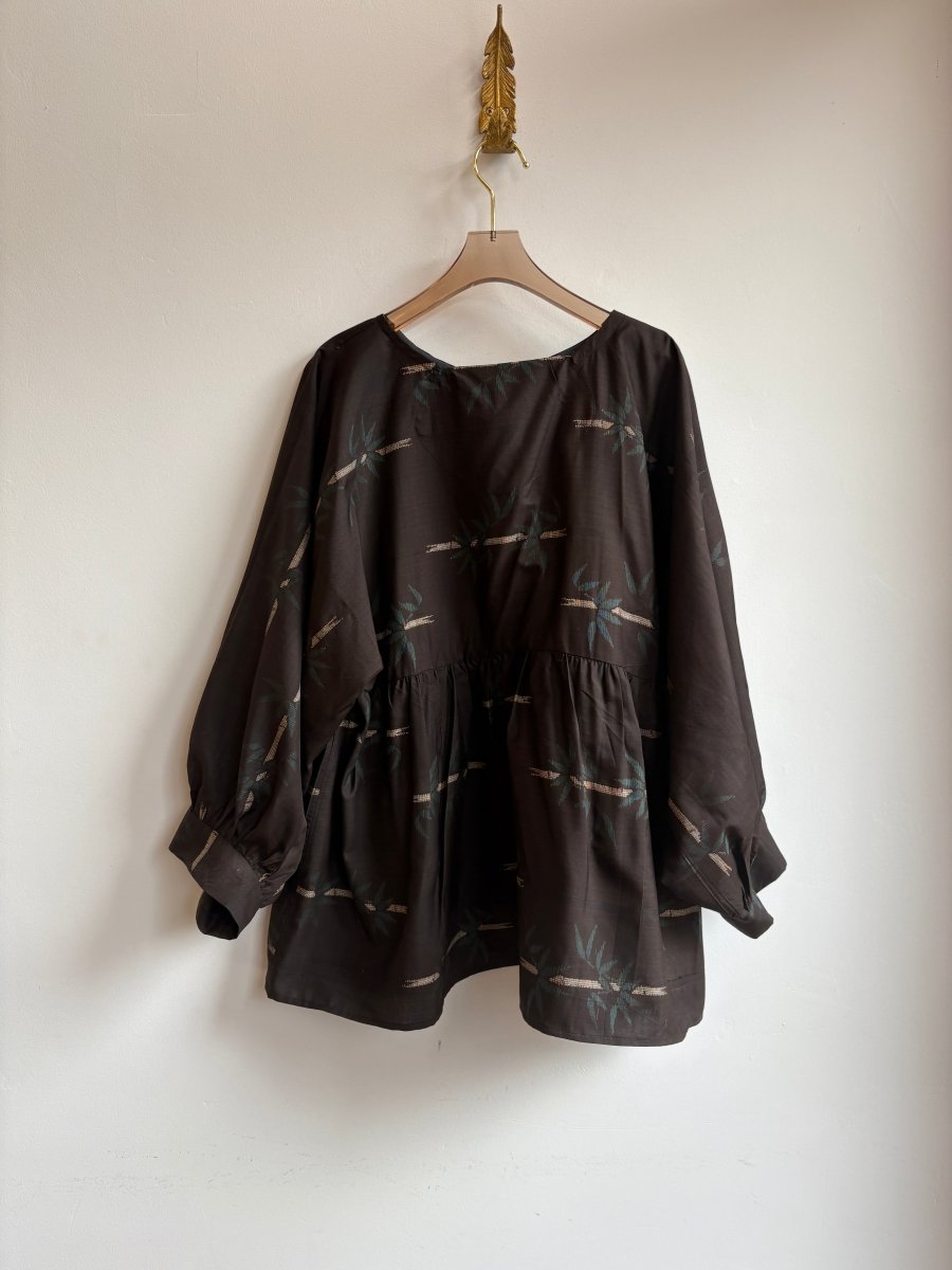Peat Bamboo Print Zero - Waste Ruffle Blouse - Made X Hudson
