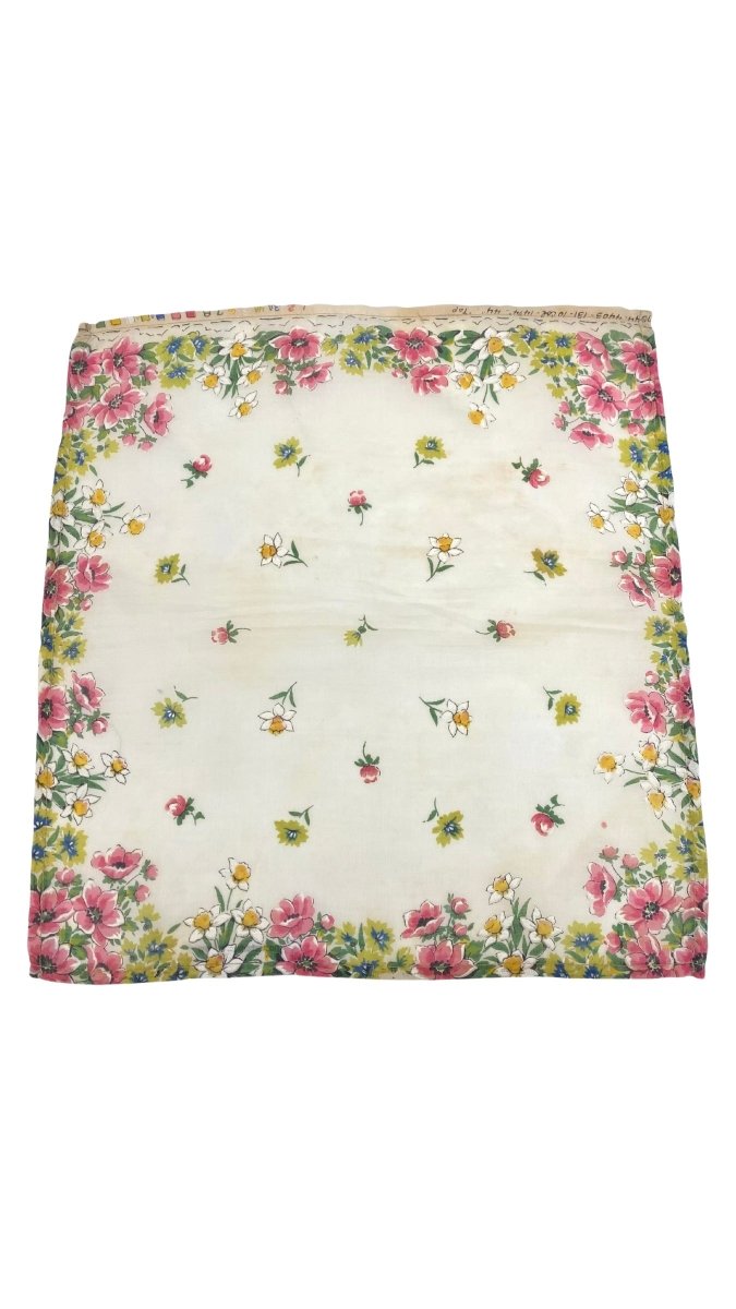 Vintage 1960s Silk Flowers Hanky (Daffodils & Poppies) - Made X Hudson