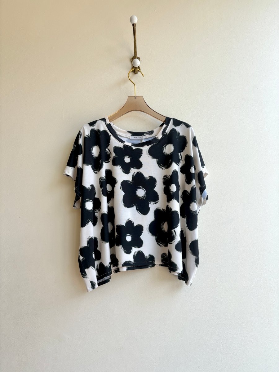 Black Flower Boxy Tee - Made X Hudson