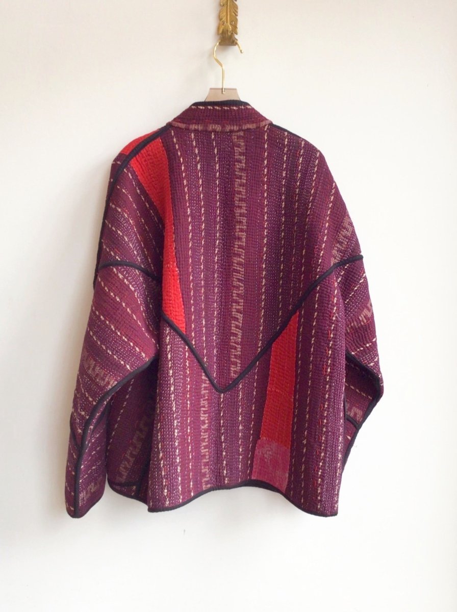 Reversible Ladhiya Quilted Jacket in Colors Burgundy, Red & Red, Purple, Pink, Green, Black - Made X Hudson