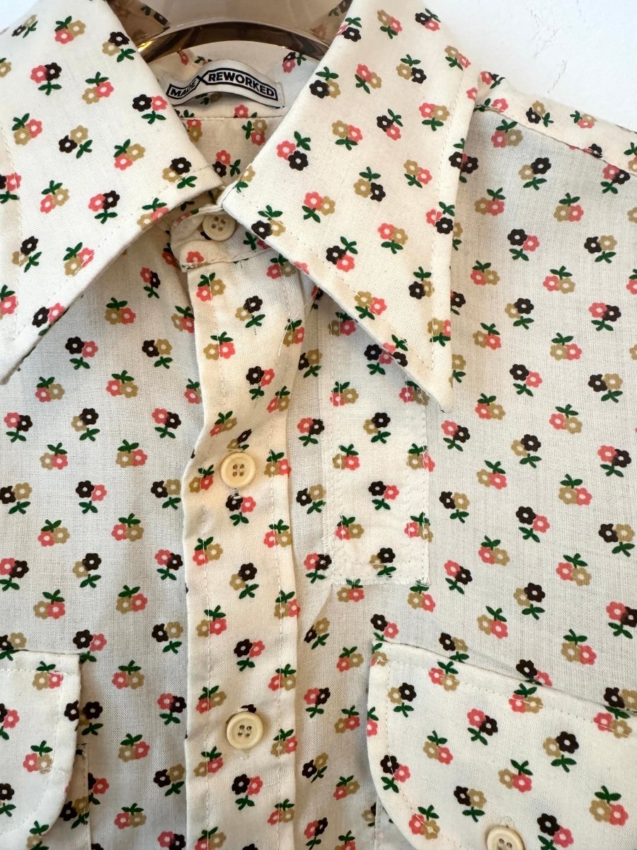 The Vale Shirt Long Sleeve in Vintage Brown and Pink Floral (Reworked) - Made X Hudson
