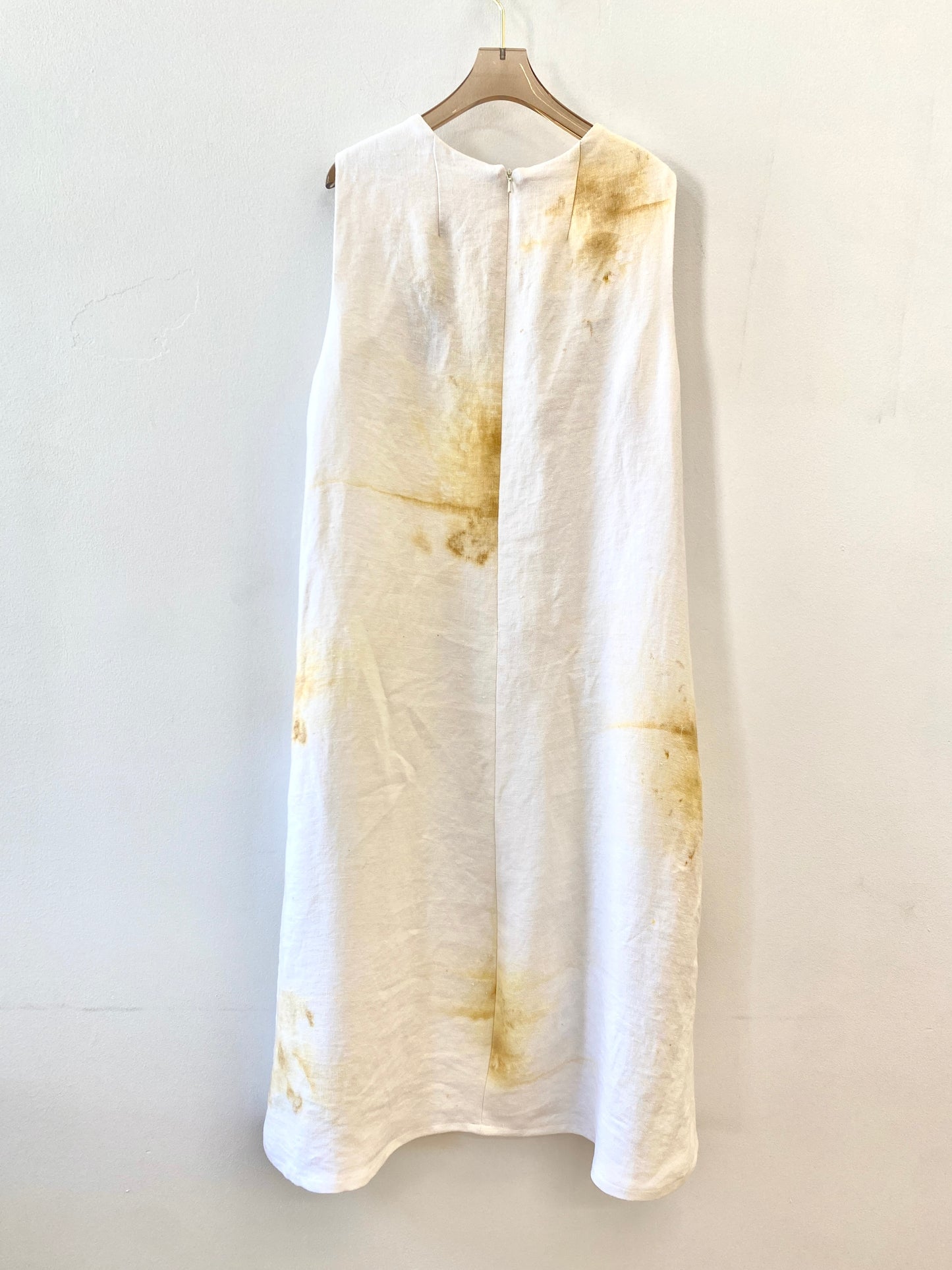 Yellow & White Organic Linen Plant Dyed Chore Dress