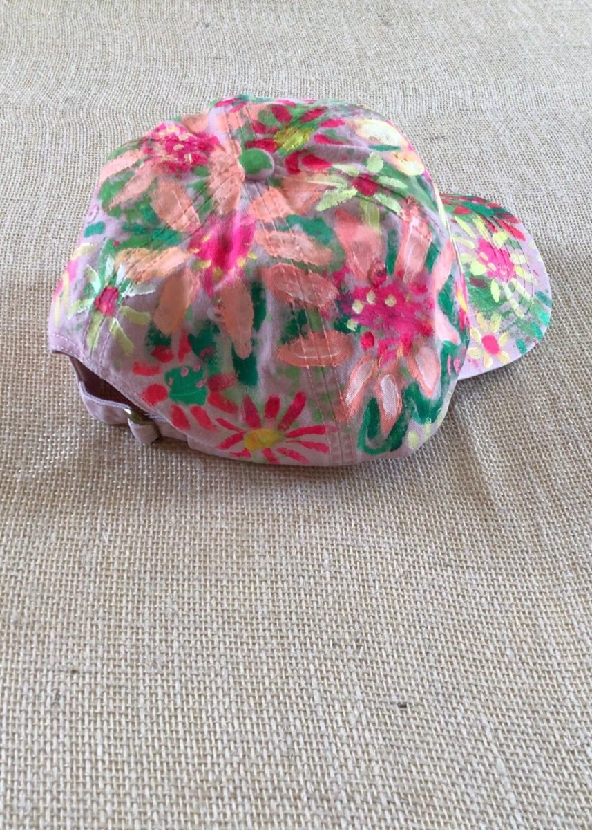 Pink Hand Painted Neon Yellow & Pink Flowers Baseball Cap - Made X Hudson