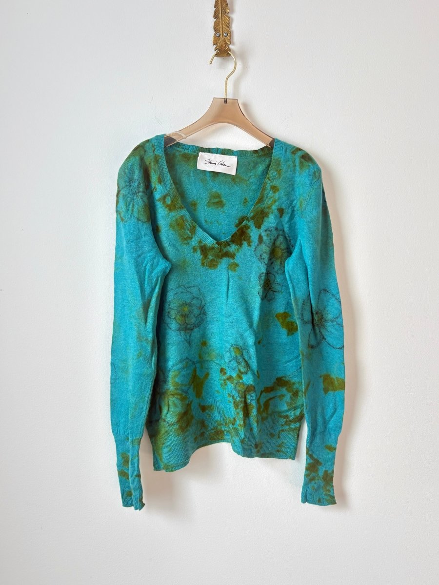 Aqua Flora Cashmere Sweater (Reworked) - Made X Hudson