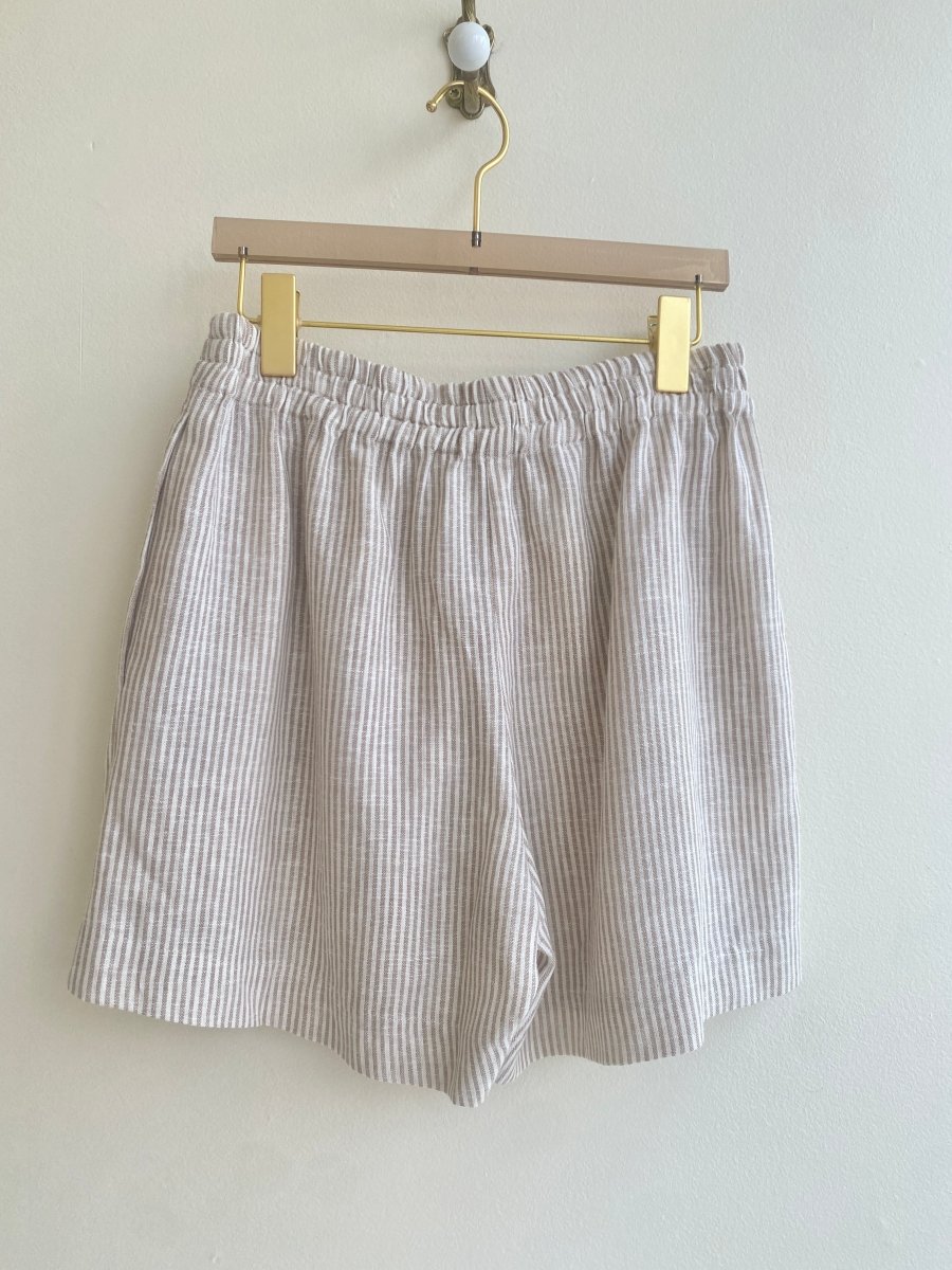 Tan Mini - Stripe Linen Town Shorts - Made X Hudson