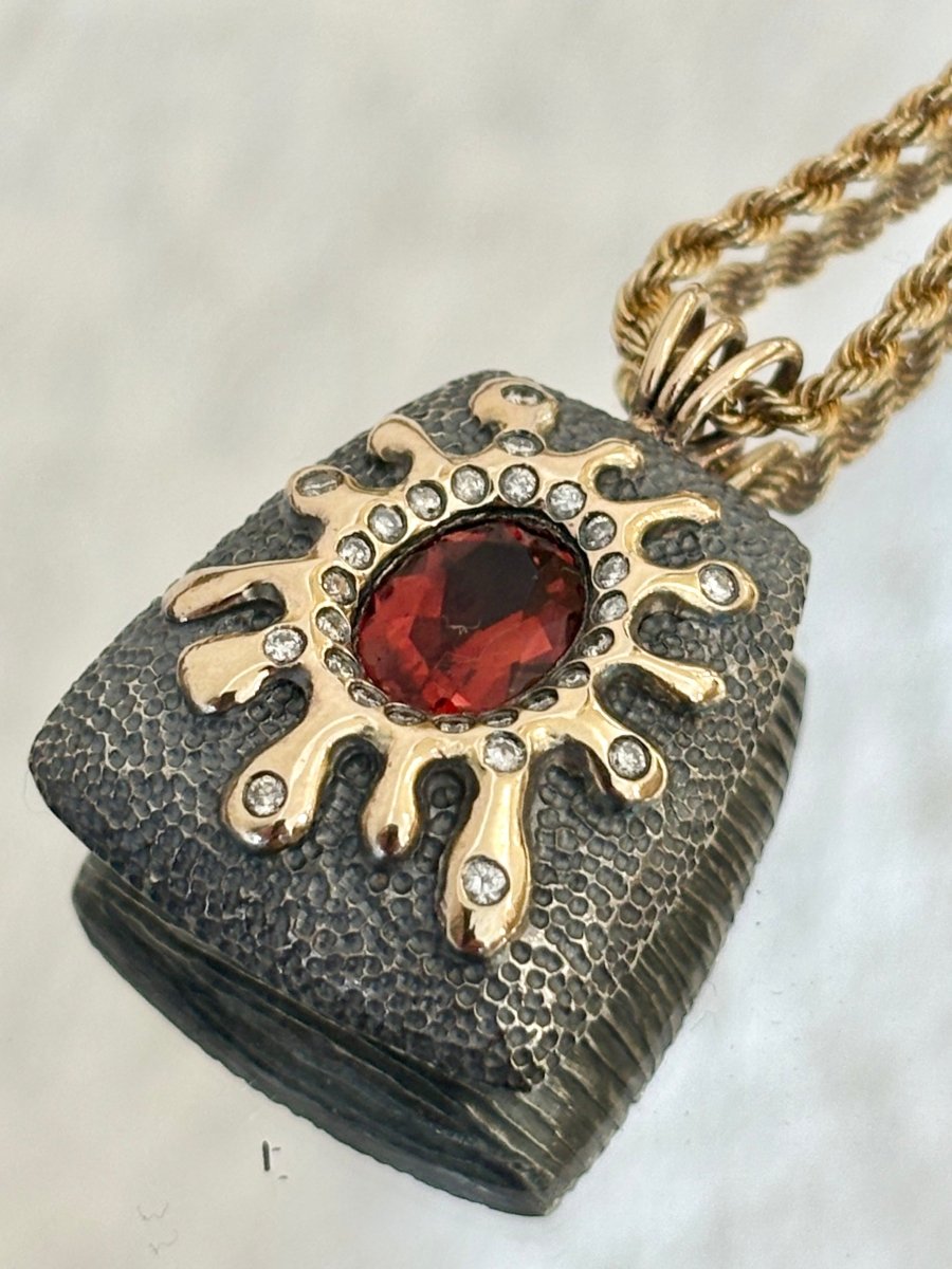 14K Gold & Silver Andesine Labradorite Pendant Necklace with .29K Diamonds - Made X Hudson