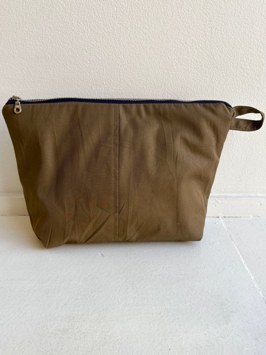 Olive Trench Coat Travel Pouch w/ Navy Zipper (Reworked) - Made X Hudson