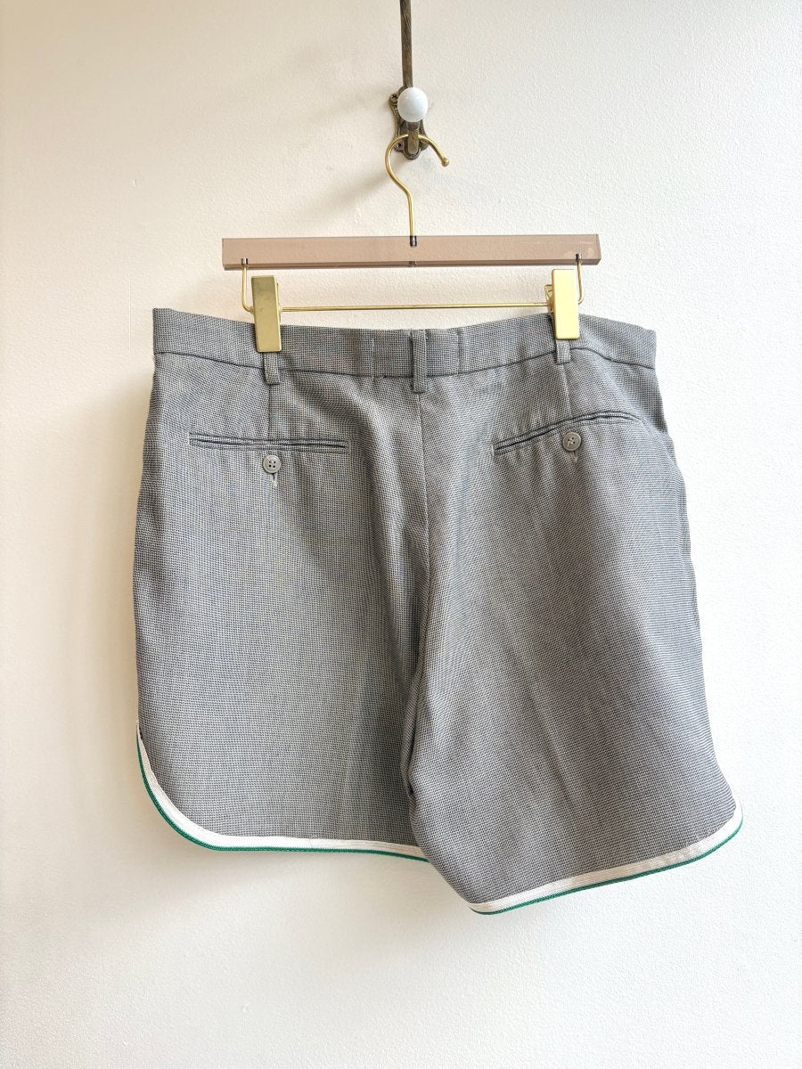 The Trouser Track Short | Salt & Pepper Shorts w/ Green & White Trim (Reworked) - Made X Hudson