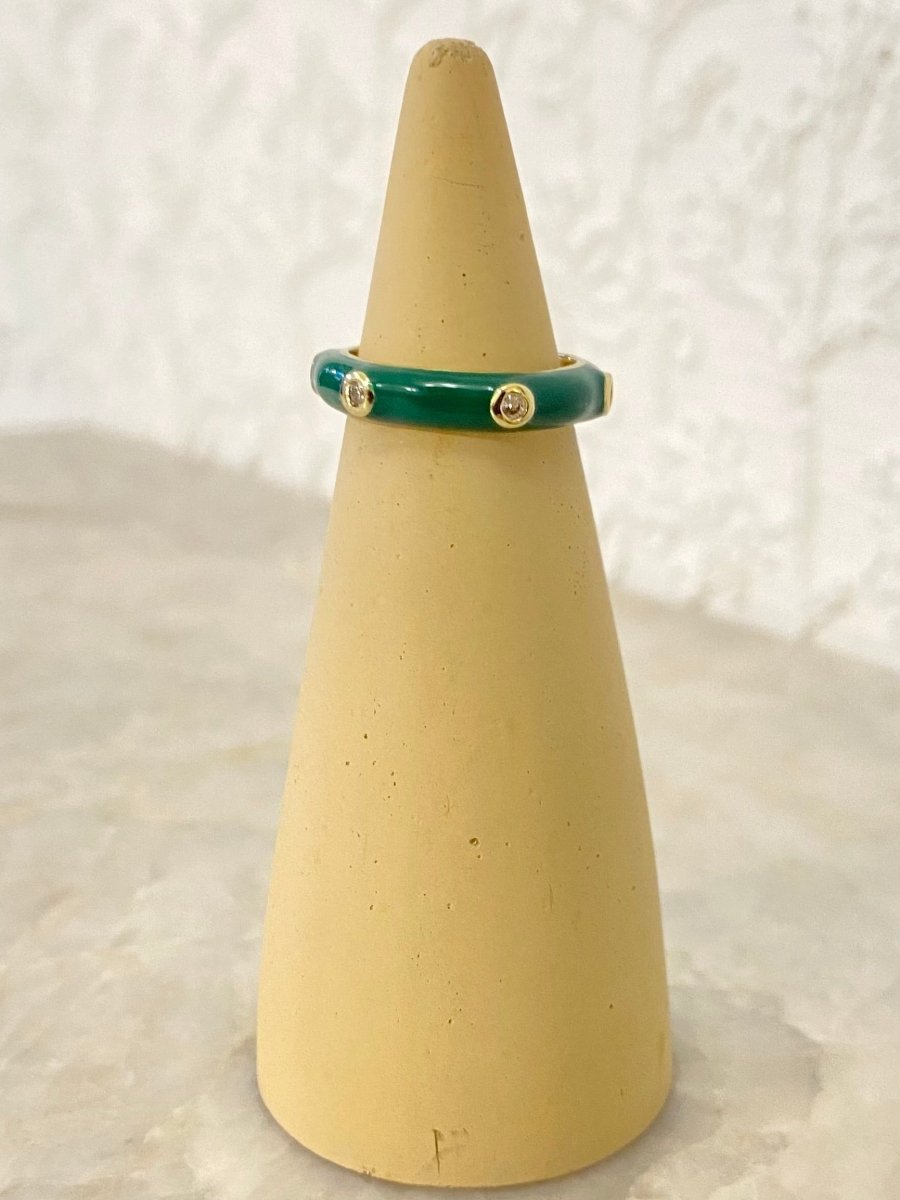 Gold Filled Enamel Ring w/ Cubic Zirconia Stones - Made X Hudson