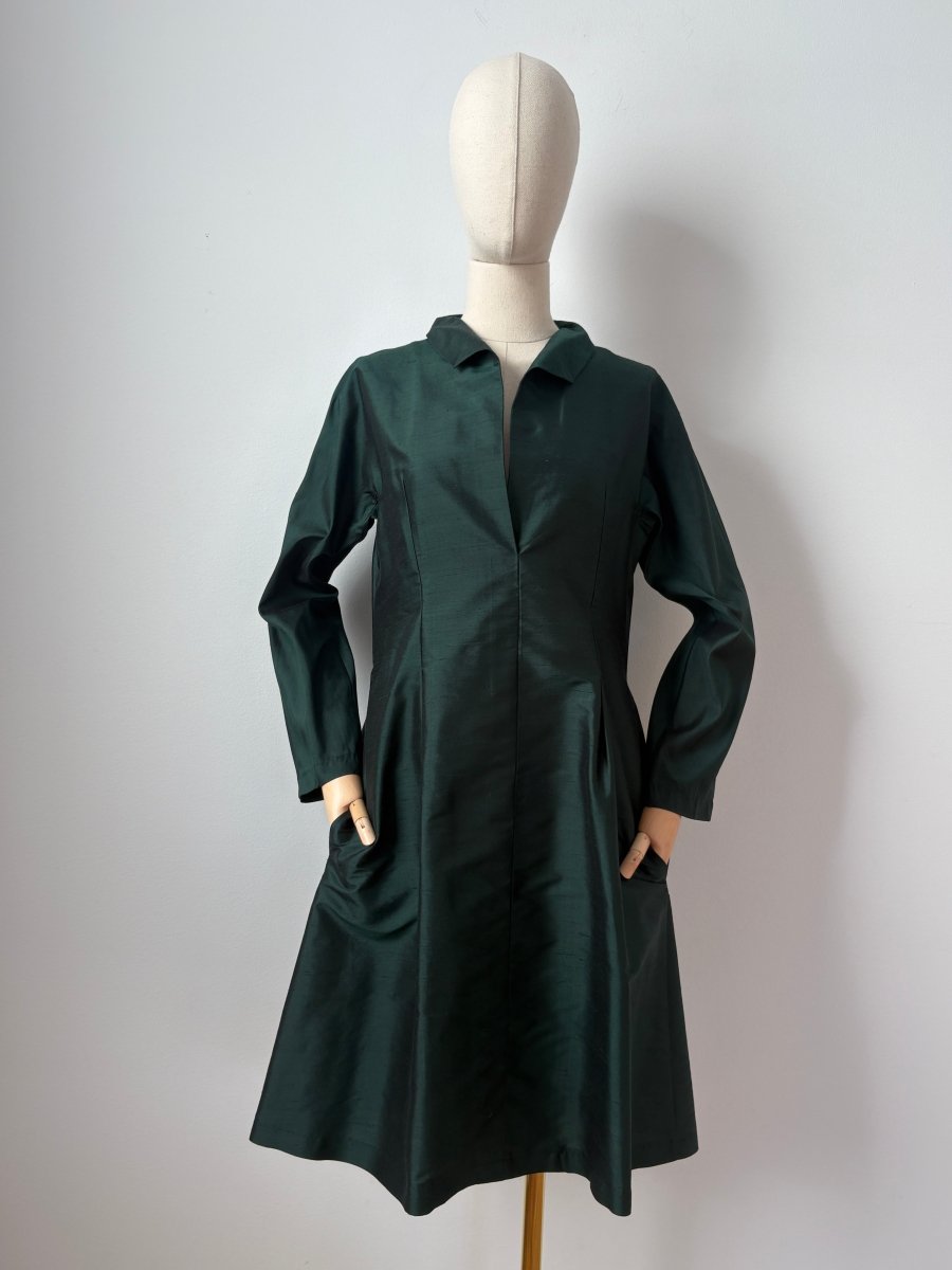 Ulrike Tunic in Emerald Silk Shantung - Made X Hudson