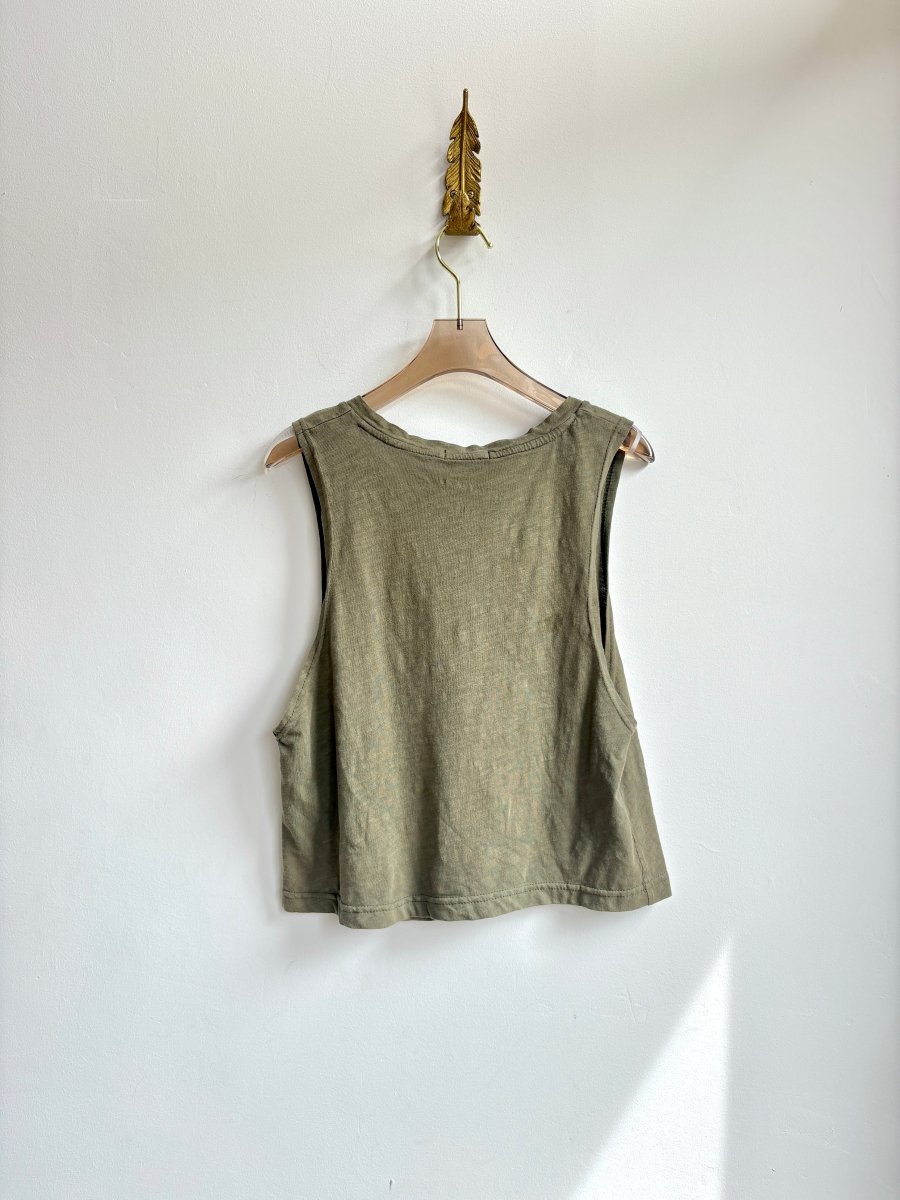 Cropped Hand Embroidery Daisies Sleeveless Tee (Reworked) - Made X Hudson