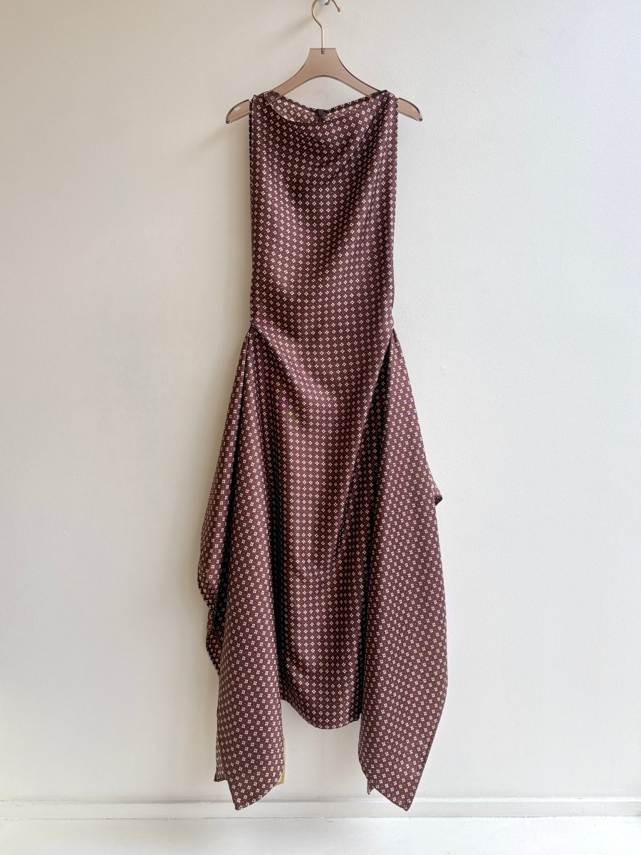 Zero - Waste Dress in Brown Floral Silk - Made X Hudson