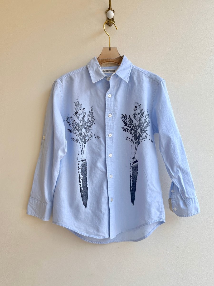 Pale Blue Carrot Print Shirt (Reworked) - Made X Hudson