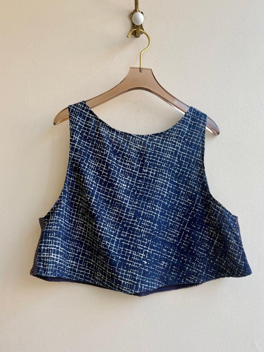 Handwoven Blouse in Indigo w/ Basket Woven Dye Back - Made X Hudson