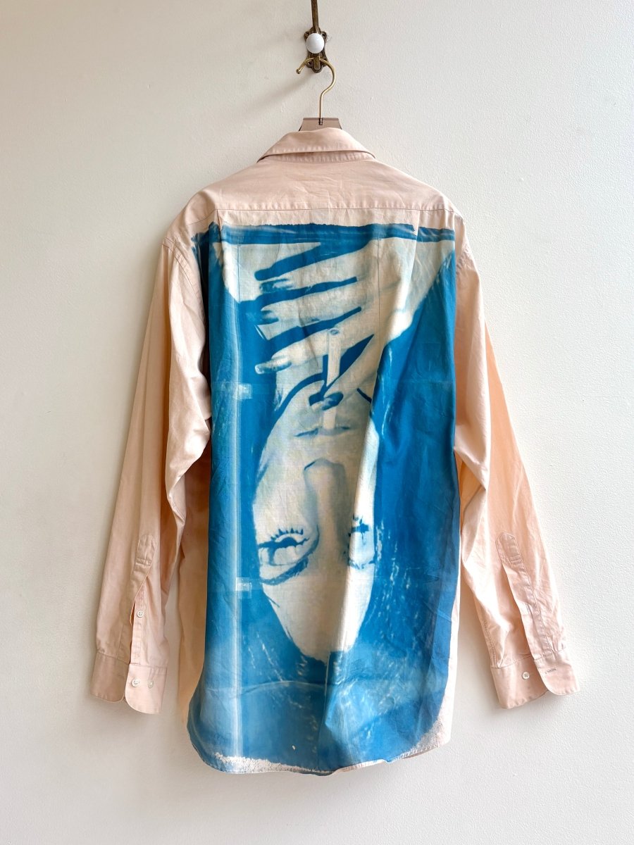 Cher Blue Sun Cyanotype Light Peach Button - Up Shirt (Reworked) - Made X Hudson