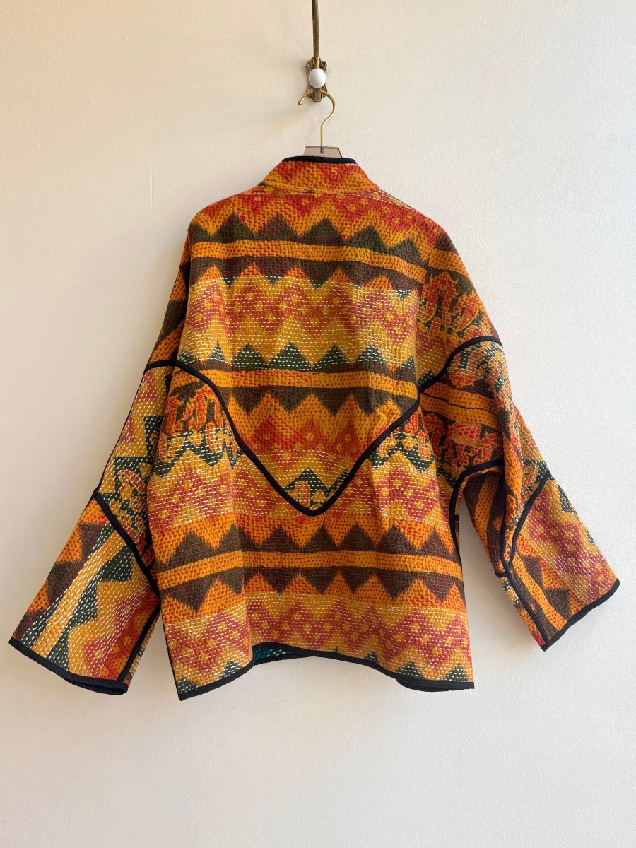 Reversible Ladhiya Quilted Jacket in Colors Teal, Red, White & Mustard, Orange, Olive - Made X Hudson