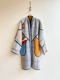 Reversible Sai Long Trench Quilted Jacket in Colors Grey, Blue, Red, Orange & Green, Red, Saffron, Cream, Black - Made X Hudson