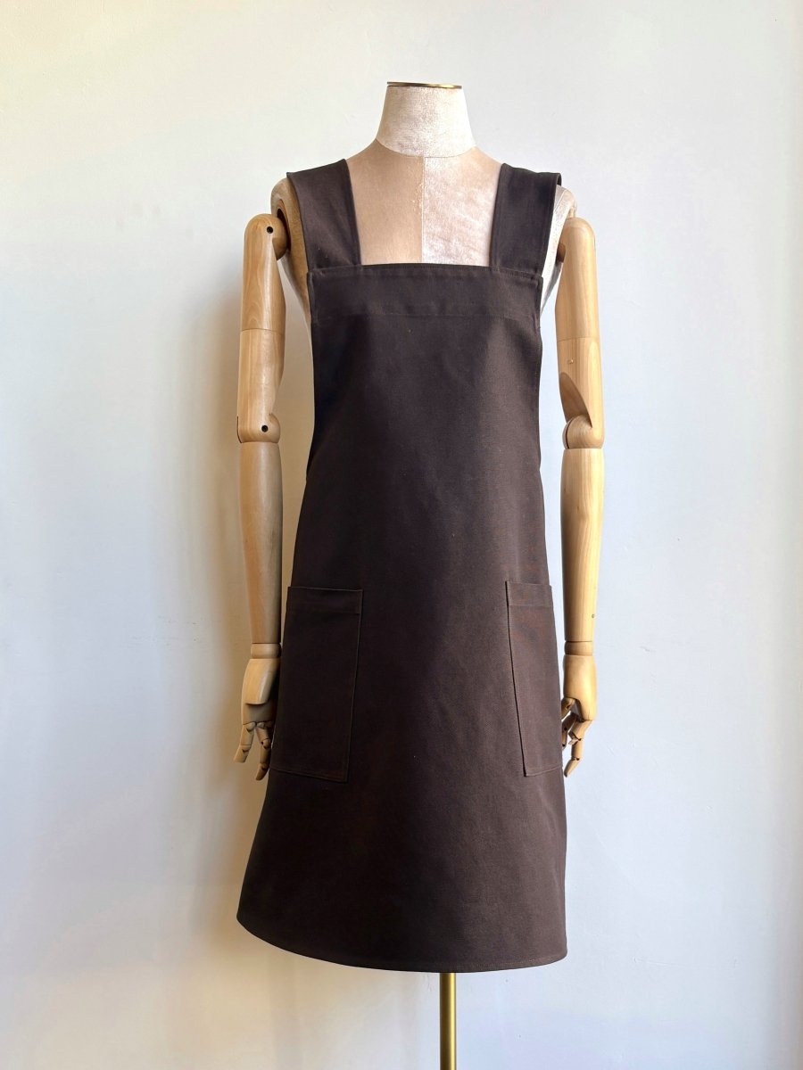 Peat Canvas Pinafore Apron w/ Patch Pockets - Made X Hudson